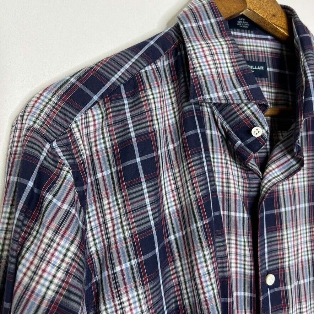 Peter Millar Blue Red Plaid Button Up Long Sleeve Shirt L Men's Collection